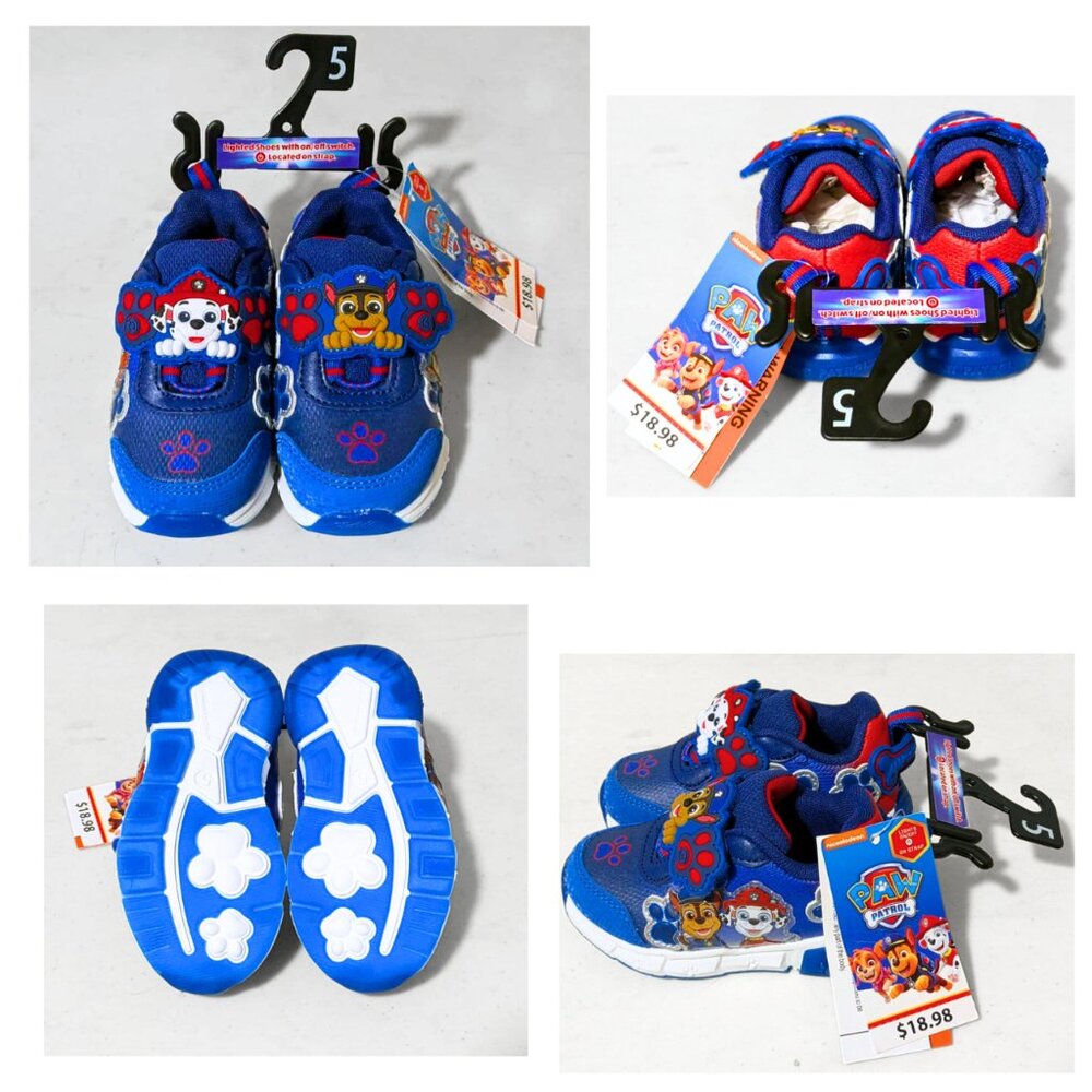 NWT PAW Patrol Velcro Toddler Sneakers w/ Marshall & Chase Kids Shoes Size 5
